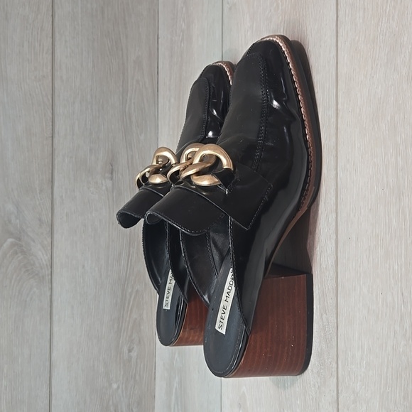 Steve Madden Women Lorie  Black& Gold Clog Shoes Heels Mule Sz 9.5M - Picture 2 of 11